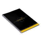 Carnet Monogramme élégant Script Jaune noir (Côté Droit)