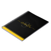 Carnet Monogramme élégant Script Jaune noir (Côté gauche)