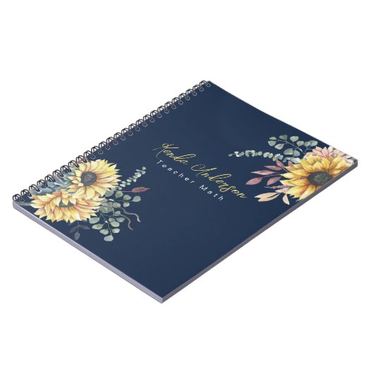 Carnet Monogramme Elégant tournesol rustique Enseignant e (Côté gauche)