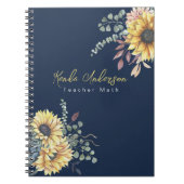 Carnet Monogramme Elégant tournesol rustique Enseignant e (Devant)