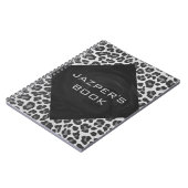 Carnet Monogramme Empreinte de léopard noir et blanc (Côté gauche)