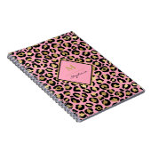 Carnet Monogramme Empreinte de léopard noir et or rose ch (Côté Droit)