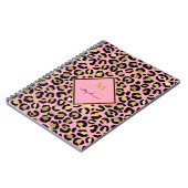 Carnet Monogramme Empreinte de léopard noir et or rose ch (Côté gauche)