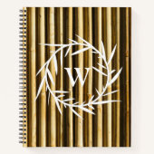 Carnet Monogramme en bambou rustique Lignes verticales Mo (Devant)