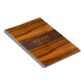 Carnet Monogramme En Bois D'Acajou Et Texture En Cuir (Côté Droit)