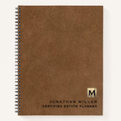 Carnet Monogramme en cuir Brown simple (Devant)
