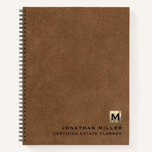 Carnet Monogramme en cuir Brown simple (Devant)