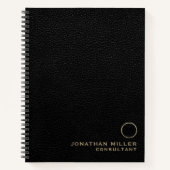 Carnet Monogramme en cuir noir professionnel (Devant)
