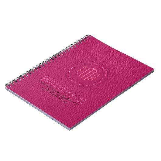 Carnet Monogramme en cuir rose Faux (Côté gauche)