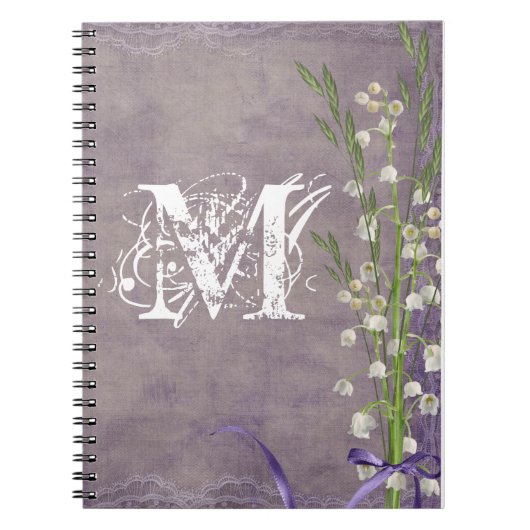 Carnet Monogramme en dentelle blanche Note initiale (Devant)