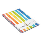 Carnet Monogramme en écriture cursive à rayures arc-en-ci (Côté Droit)