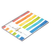 Carnet Monogramme en écriture cursive à rayures arc-en-ci (Côté gauche)