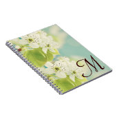 Carnet Monogramme en fleurs de cerisier blanc Note initia (Côté Droit)
