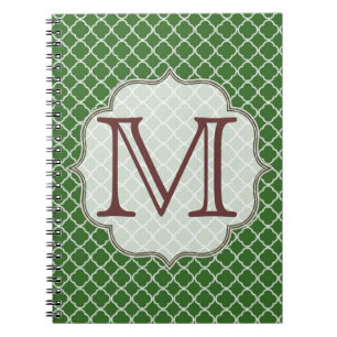 Carnet Monogramme en latti vert du quart de tour initial