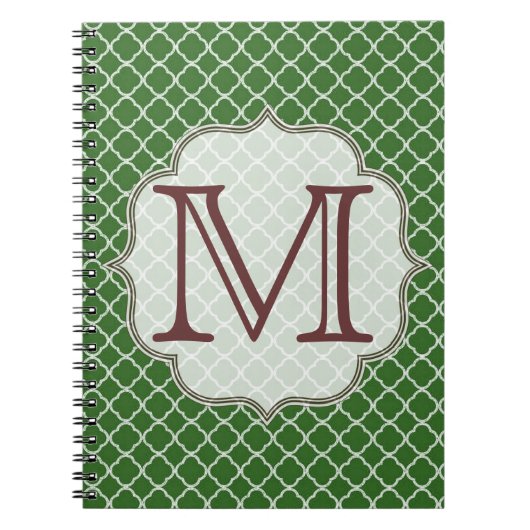 Carnet Monogramme en latti vert du quart de tour initial (Devant)