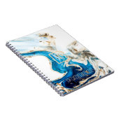 Carnet Monogramme en marbre bleu blanc Abstrait (Côté Droit)