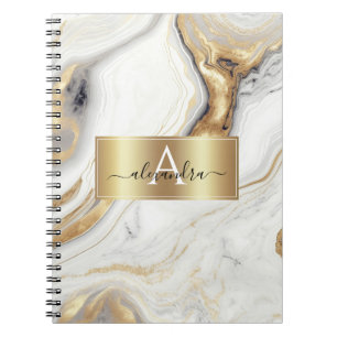 Carnet Monogramme en marbre doré sur mesure Initiale et N
