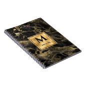 Carnet Monogramme en marbre noir et or Elégant luxe (Côté Droit)