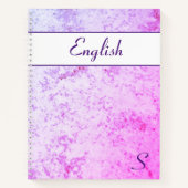 Carnet Monogramme en marbre rose et violet (Devant)