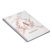 Carnet Monogramme en marbre rose Toute initiale et nom Pe (Côté Droit)