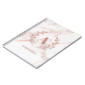 Carnet Monogramme en marbre rose Toute initiale et nom Pe (Côté gauche)