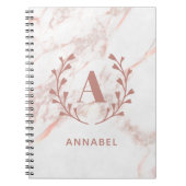 Carnet Monogramme en marbre rose Toute initiale et nom Pe (Devant)
