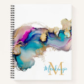 Carnet Monogramme en marbre rose Turquoise Abstrait (Devant)