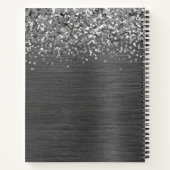 Carnet Monogramme en métal brossé gris Parties scintillan (Dos)