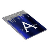 Carnet Monogramme en métal brossé pailleté bleu marine ar (Côté Droit)