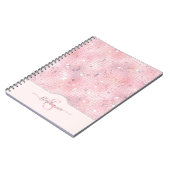 Carnet Monogramme en mosaïque de boule de disco rose (Côté gauche)