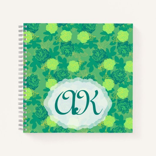 Carnet monogramme en or vert rose gras (Devant)