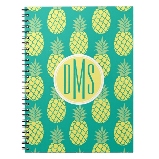 Carnet Monogramme en pastel des ananas | (Devant)