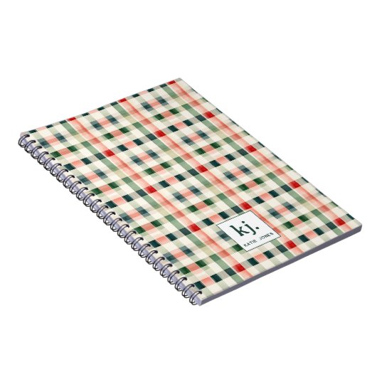 Carnet Monogramme En vichy doux À feuillage persistant (Côté Droit)