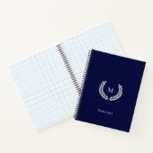 Carnet Monogramme et laurier gris argent sur Noteboo bleu (Intérieur)