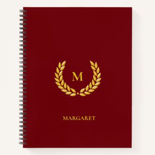 Carnet Monogramme et laurier sur marron