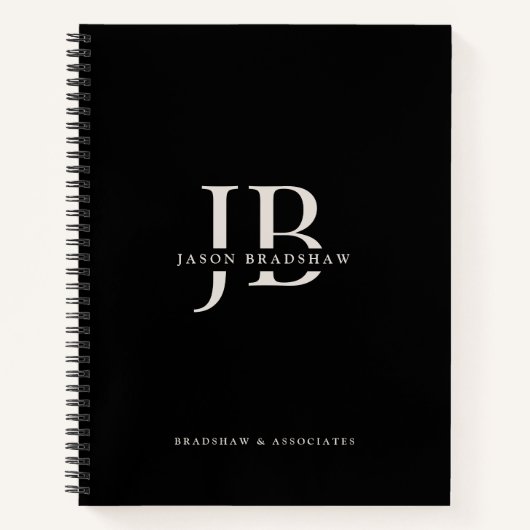 Carnet Monogramme et nom classique professionnel simple (Devant)