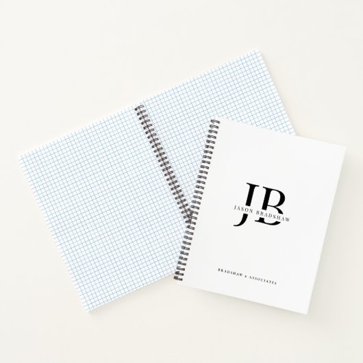 Carnet Monogramme et nom classique professionnel simple (Intérieur)