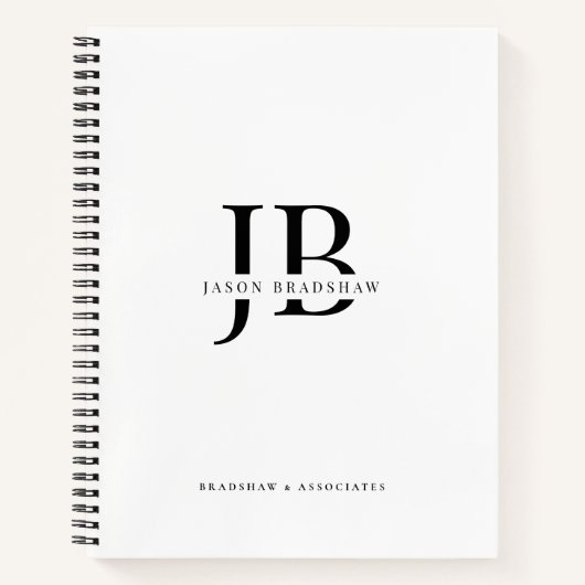 Carnet Monogramme et nom classique professionnel simple (Devant)