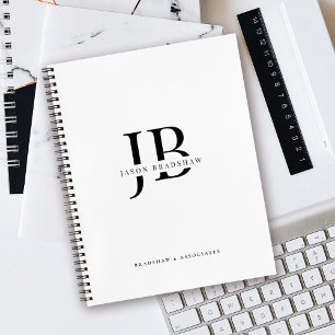 Carnet Monogramme et nom classique simple professionnel