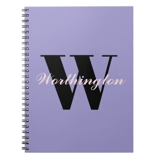 Carnet Monogramme et nom féminin violet (Devant)
