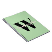 Carnet Monogramme et nom girly vert pastel  (Côté Droit)
