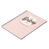 Carnet Monogramme et nom personnalisé moderne Pastel Pink (Côté gauche)