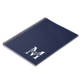 Carnet Monogramme et nom personnalisés bleu marine (Côté gauche)