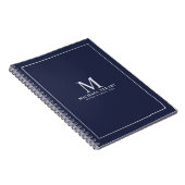 Carnet Monogramme et nom personnalisés en argent bleu mar (Côté Droit)
