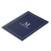 Carnet Monogramme et nom personnalisés en argent bleu mar (Côté gauche)
