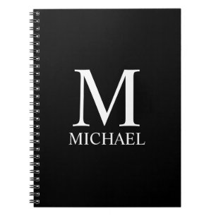 Carnet Monogramme et nom personnalisés en noir