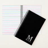 Carnet Monogramme et nom personnalisés en noir (À l'intérieur)