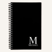 Carnet Monogramme et nom personnalisés en noir (Recto)
