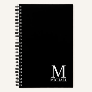 Carnet Monogramme et nom personnalisés en noir
