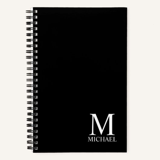 Carnet Monogramme et nom personnalisés en noir (Recto)